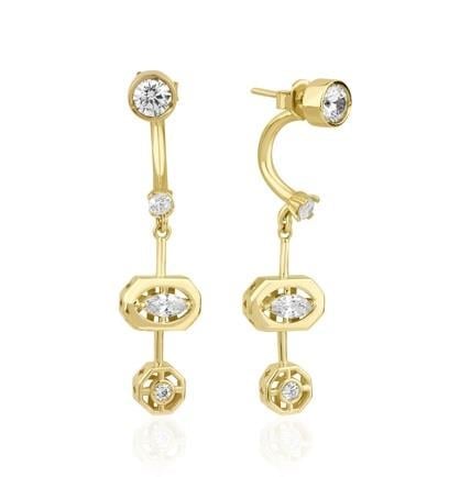 Altın Taşlı Tasarım Küpe