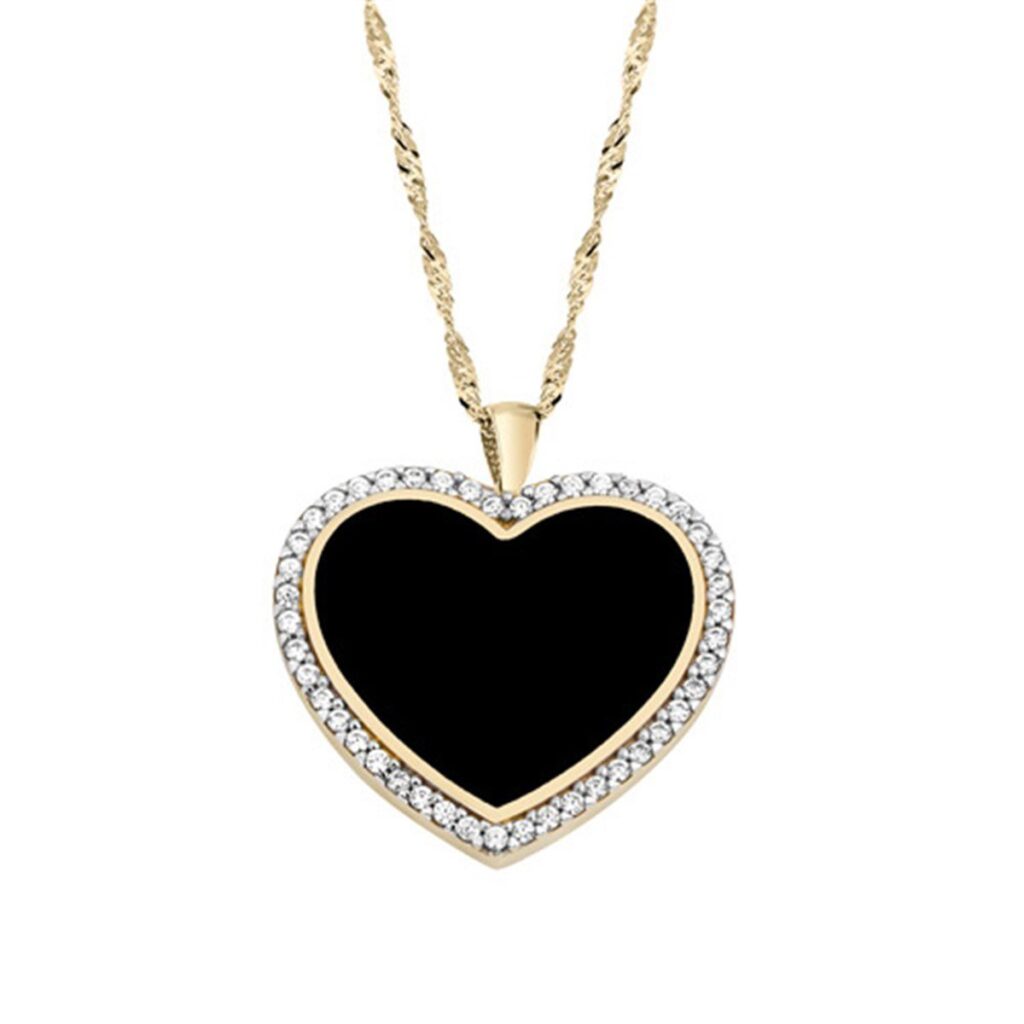 Siyah Kalp Altın Kolye