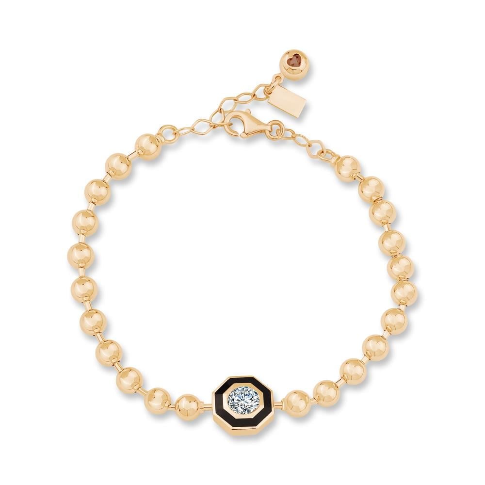 Siyah Mineli Taşlı Top Bileklik