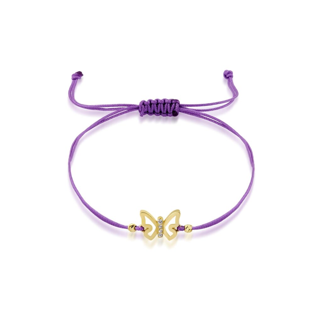 Altın Kelebek Taşlı İpli Bileklik