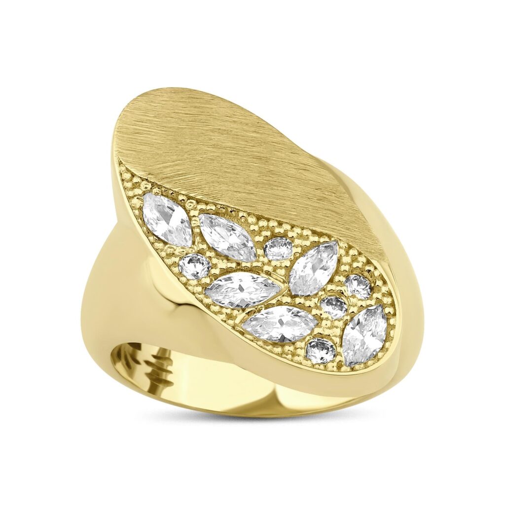 Altın Taşlı Tasarım Yüzük