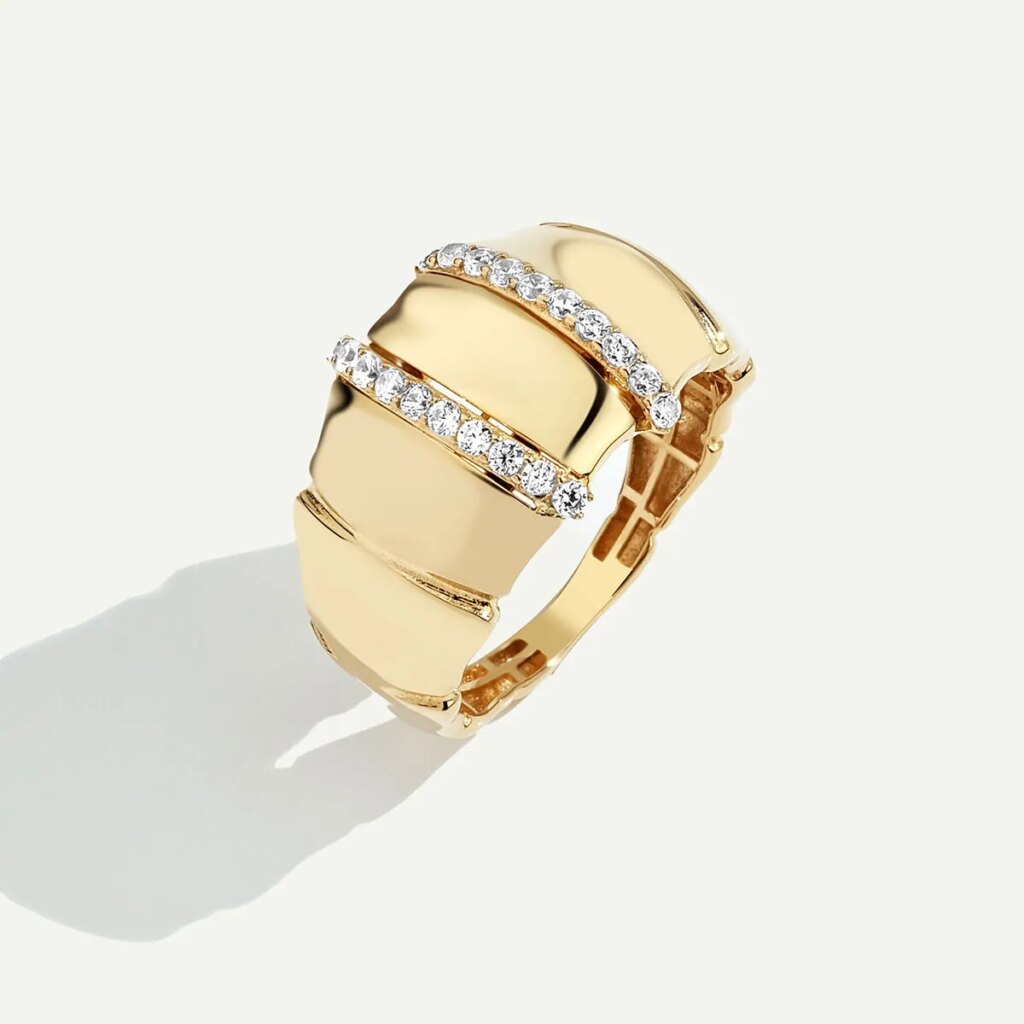 14 Ayar Altın Bombeli Taşlı Yüzük