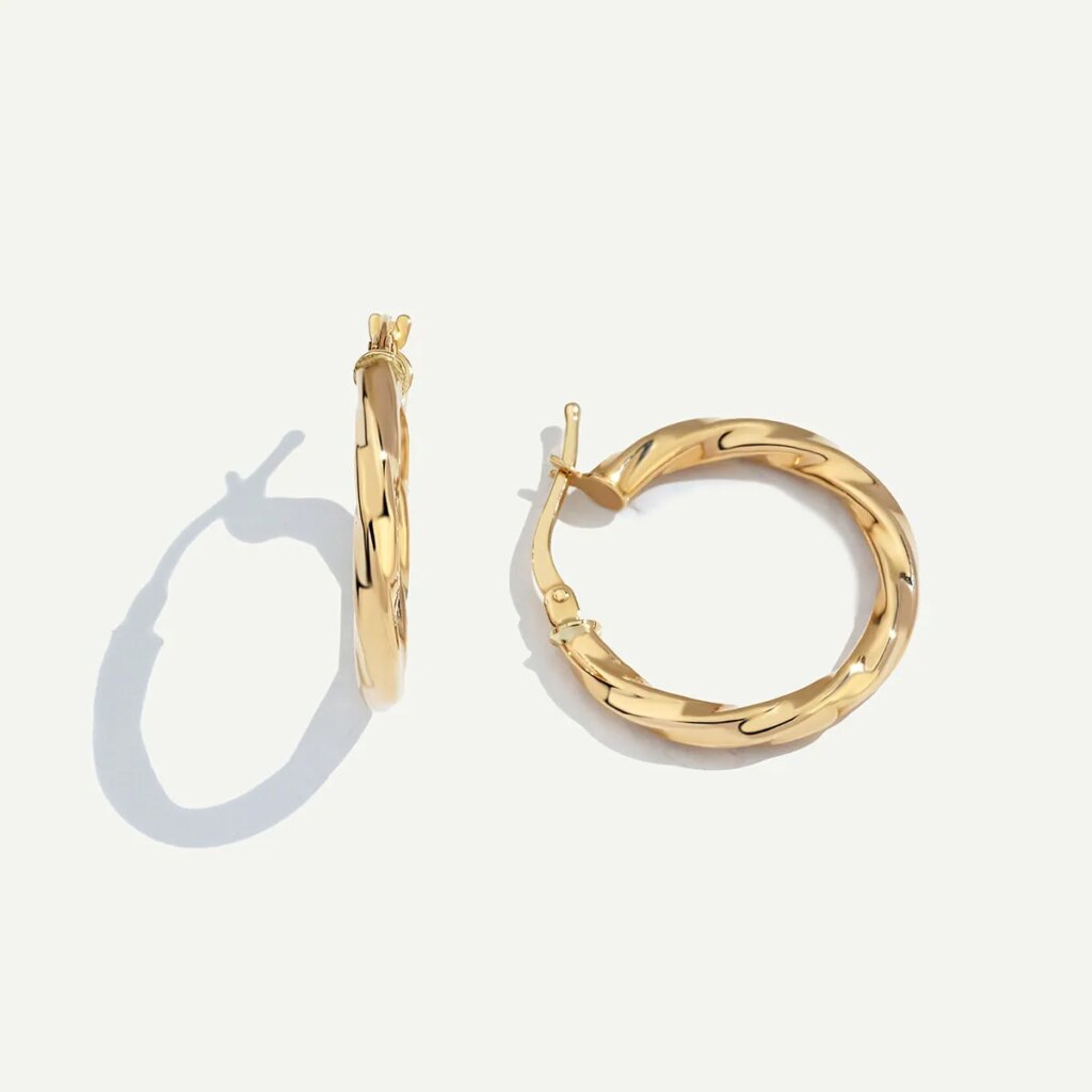 14 Ayar Altın Burgu Halka Küpe