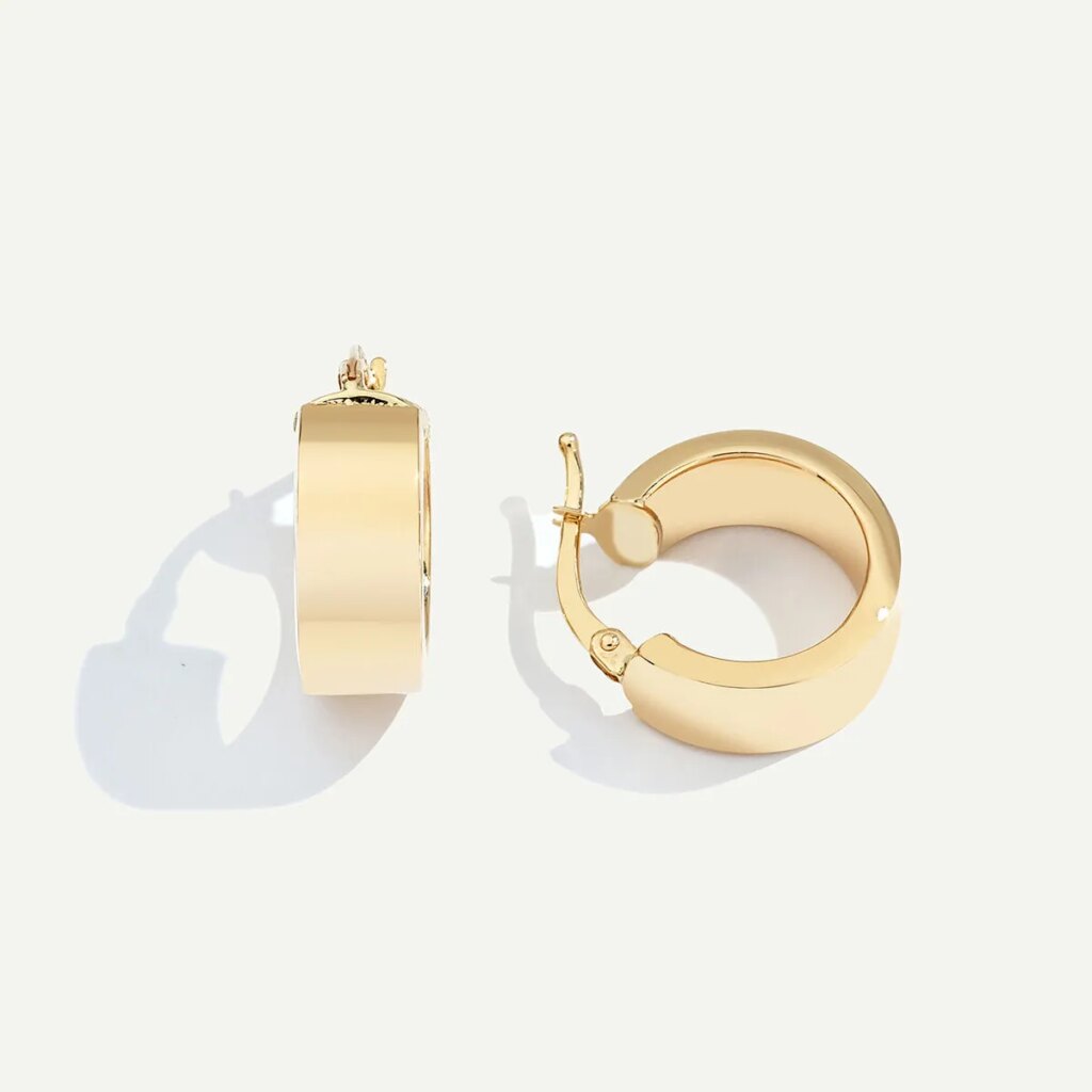 14 Ayar Altın Geniş Halka Küpe