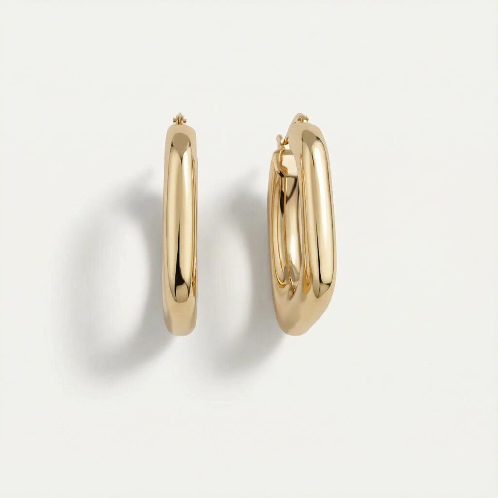 14 Ayar Altın Kare Formlu Halka Küpe