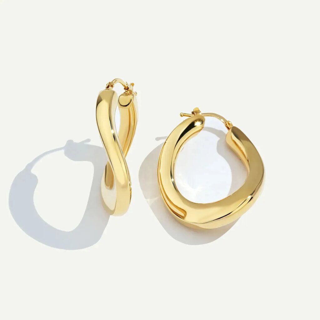 14 Ayar Altın Asimetrik Halka Küpe