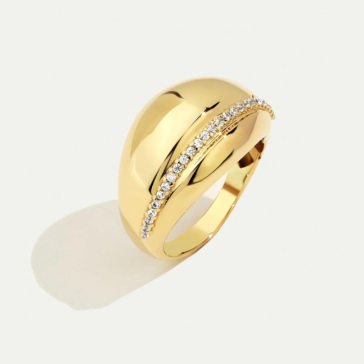 14 Ayar Altın Bombeli Taşlı Yüzük