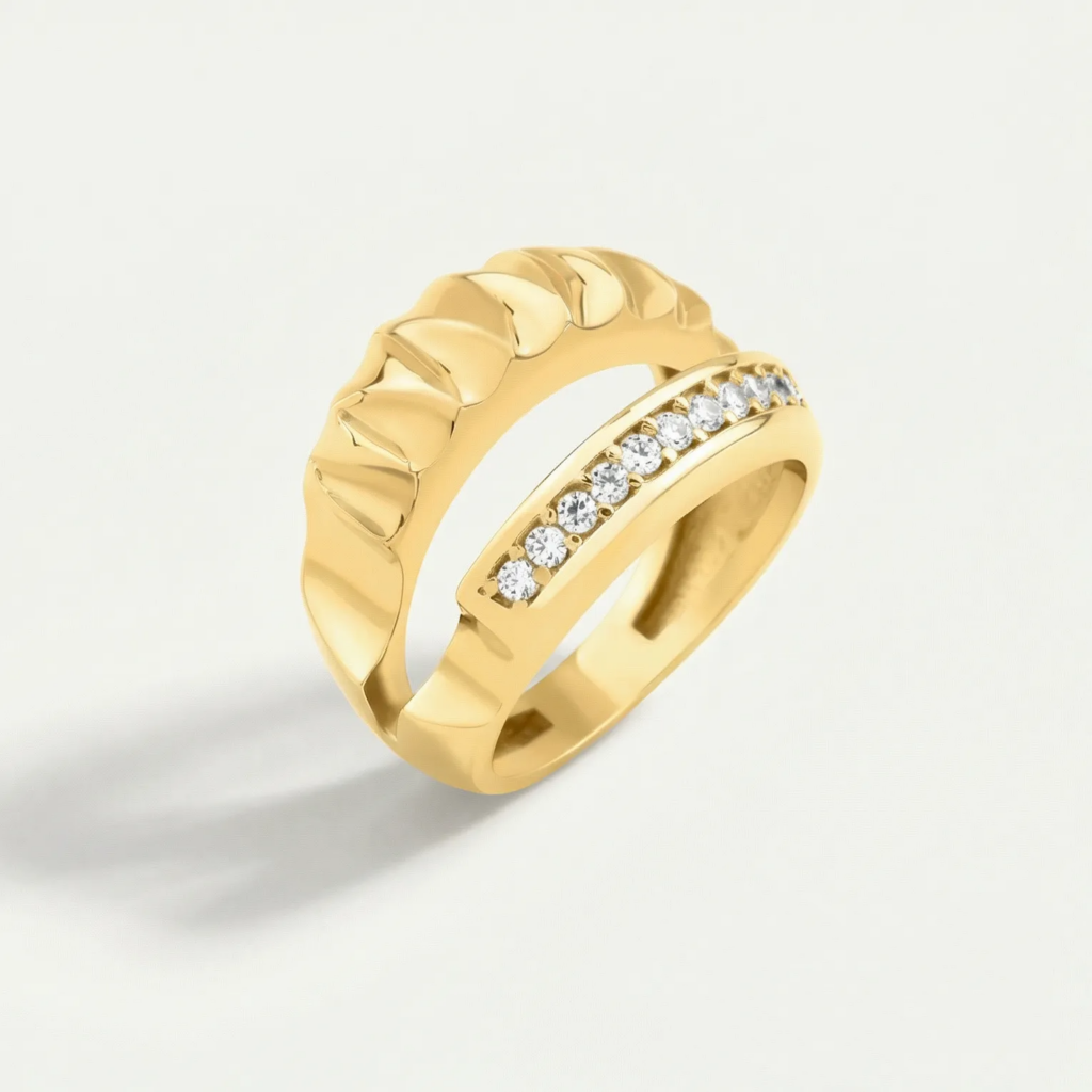 Maya 14 Ayar Altın İkili Taşlı Yüzük