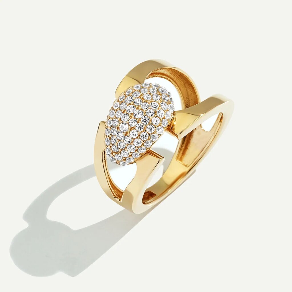 14 Ayar Altın Bombeli Taşlı Yüzük