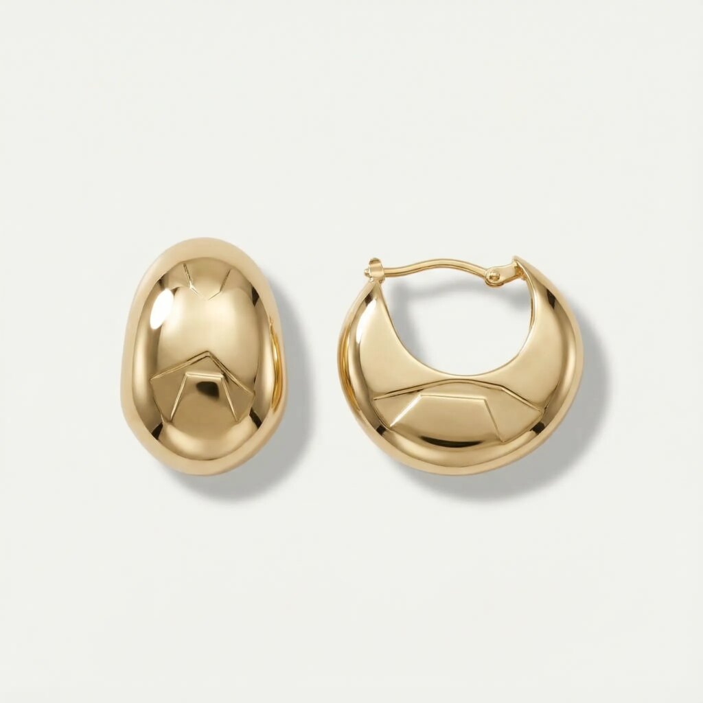 14 Ayar Altın Bombeli Küpe