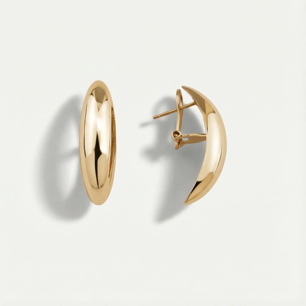 14 Ayar Altın Hilal Formlu Küpe