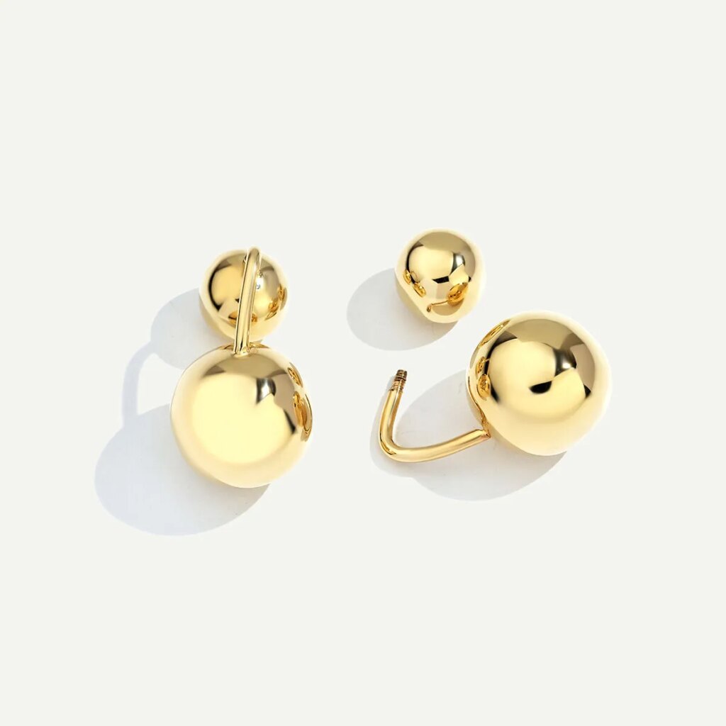 14 Ayar Altın İkili Yuvarlak Küpe