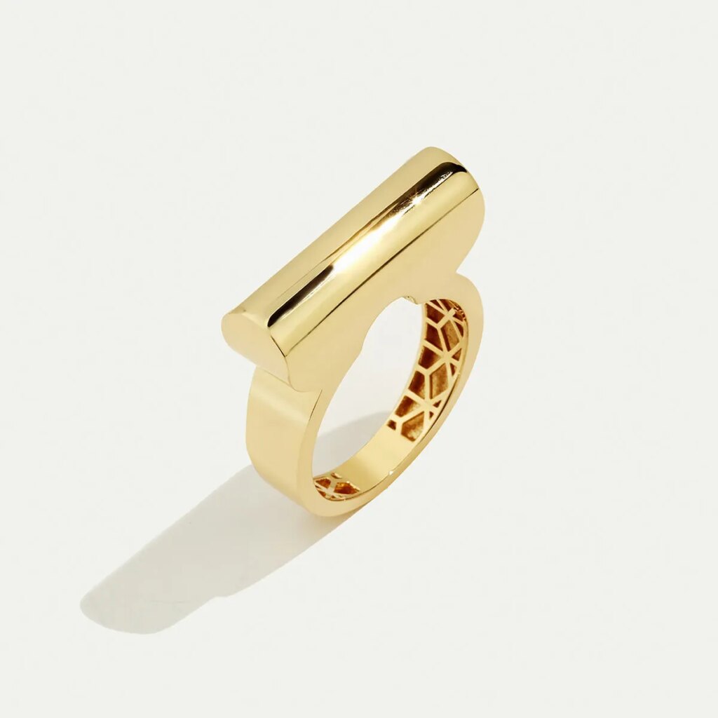 Vega 14 Ayar Altın Parlak Yüzeyli Sütun Yüzük