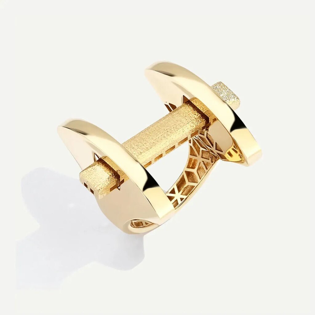 Baget 14 Ayar Altın Mat Yüzeyli Sütun Detaylı Yüzük