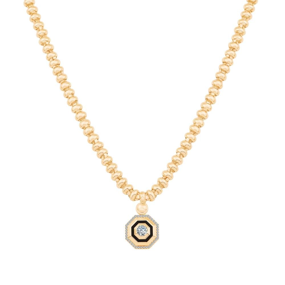 Siyah Mineli Tasarım Kolye