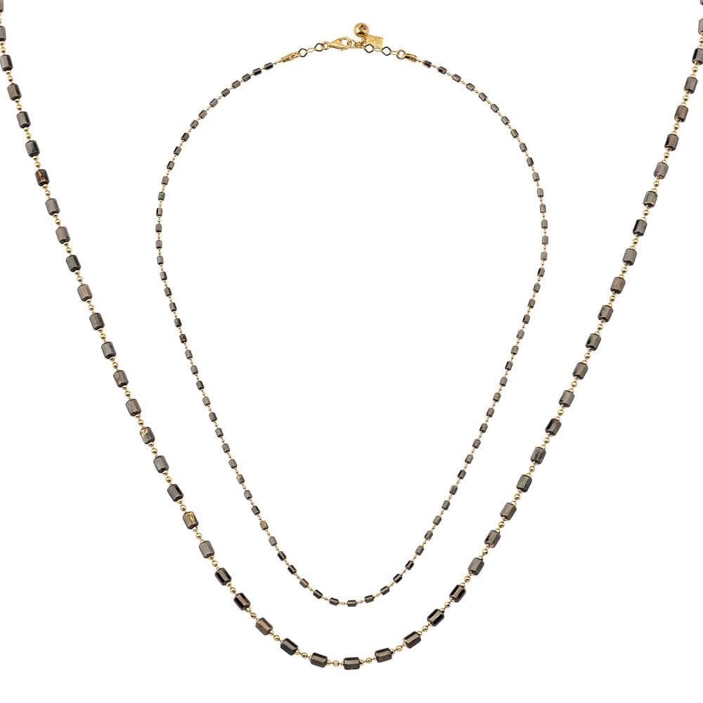 Siyah Silindir Altın Kolye