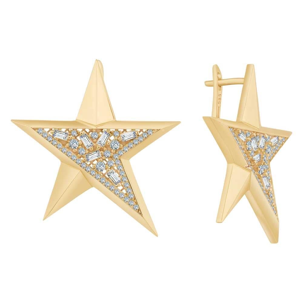 Yıldız Taşlı Altın Küpe