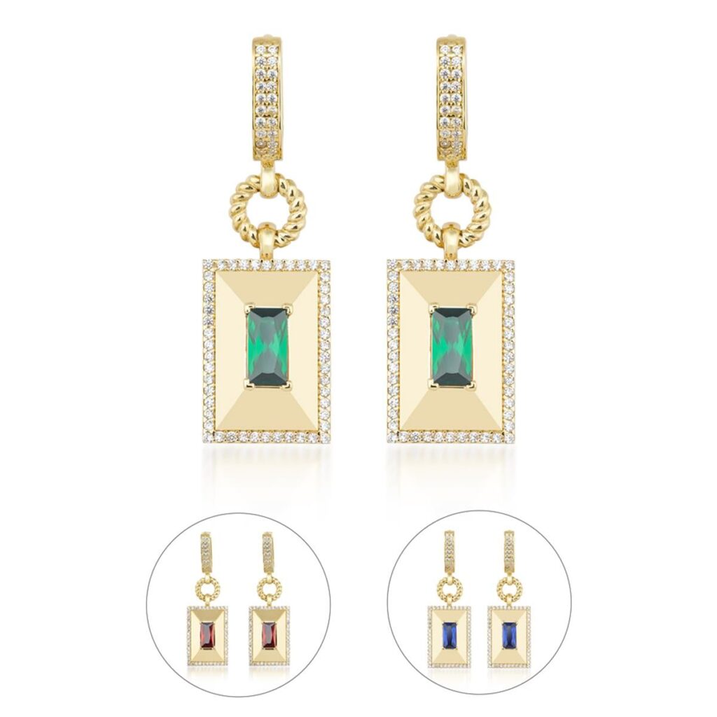 Zümrüt Taşlı Küpe