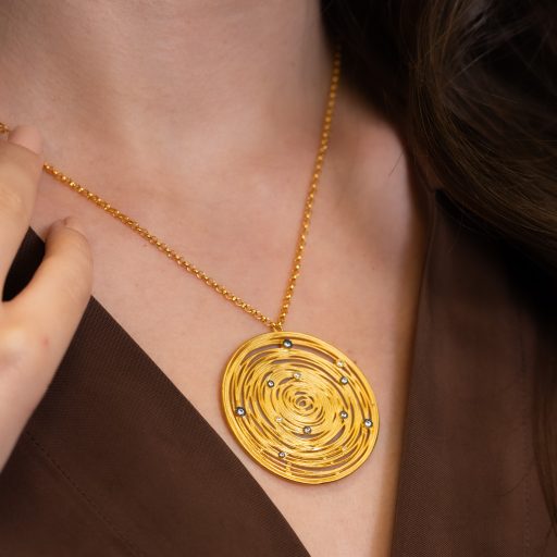 14 Ayar Altın Antique Spiral Galaksi Kolye
