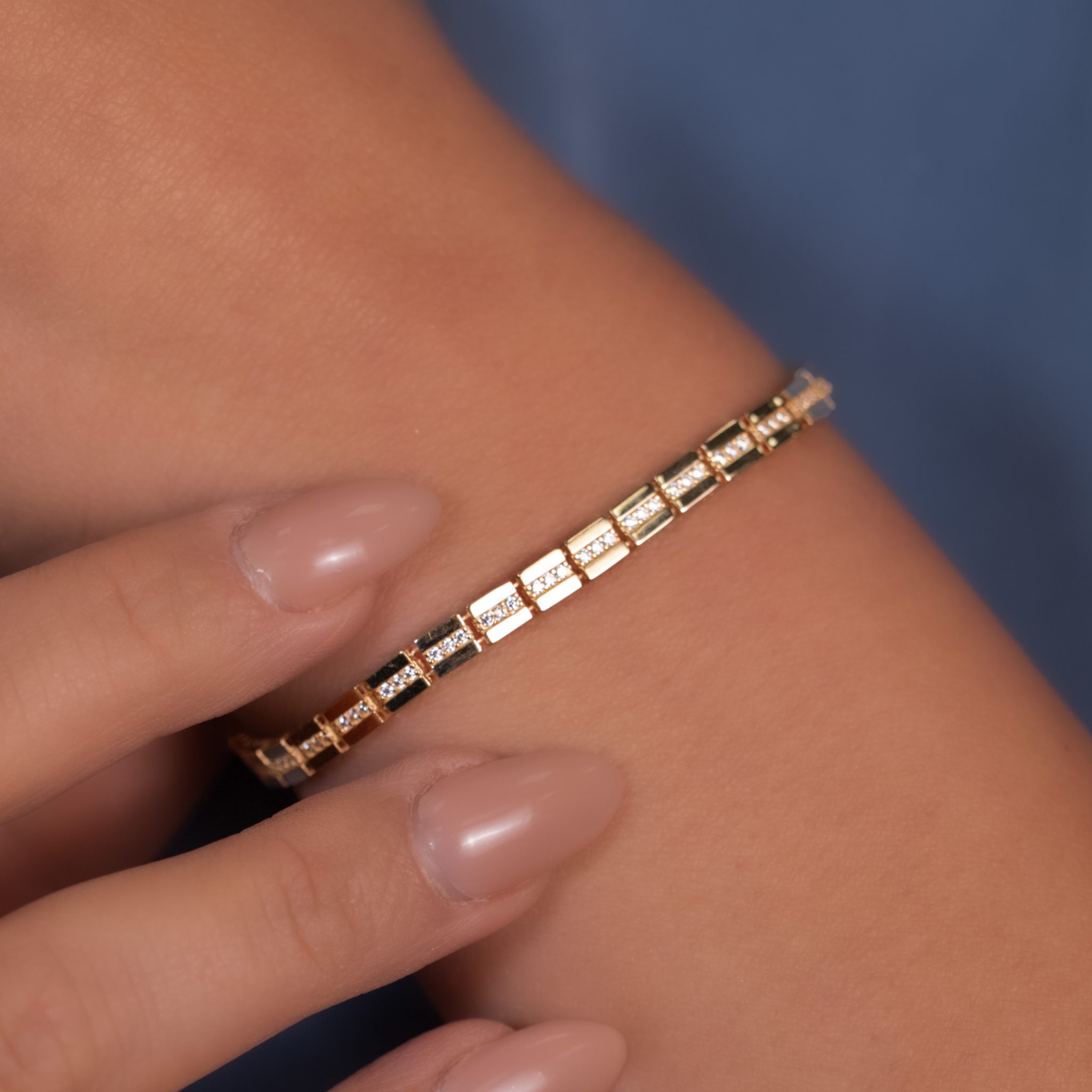 Taşlı 14 Ayar Altın Bileklik