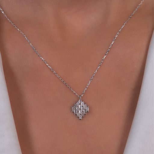 Baget Taşlı 14 Ayar Altın Minimal Kolye