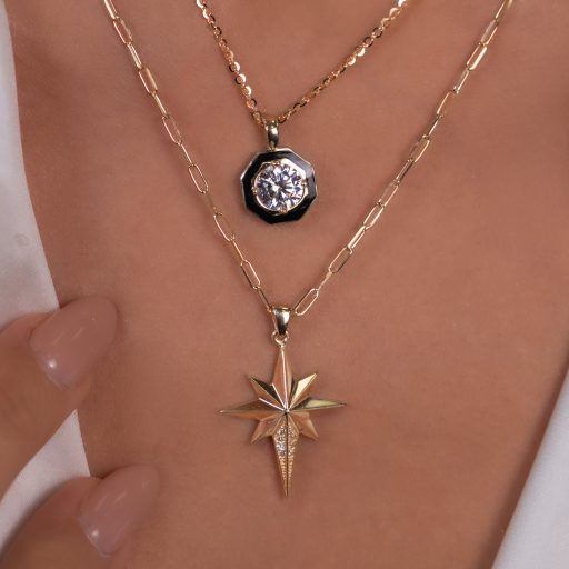 EMA Kutup Yıldızı Taşlı 14 Ayar Altın Kolye