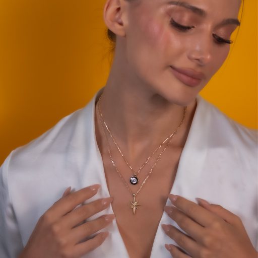 EMA Kutup Yıldızı Taşlı 14 Ayar Altın Kolye